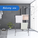 Rainberg 3 Tier Extendable Clothes Airer Indoor Outdoor, 38x73x106cm Size 8kg Capacity Slimline Laundry Rack, Space Saving Clothes Drying Rack, Rust-Resistant, Non-Slip Feet Foldable Heavy-Duty Design - Damaged Box