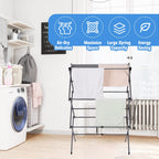 Rainberg 3 Tier Extendable Clothes Airer Indoor Outdoor, 38x73x106cm Size 8kg Capacity Slimline Laundry Rack, Space Saving Clothes Drying Rack, Rust-Resistant, Non-Slip Feet Foldable Heavy-Duty Design - Damaged Box