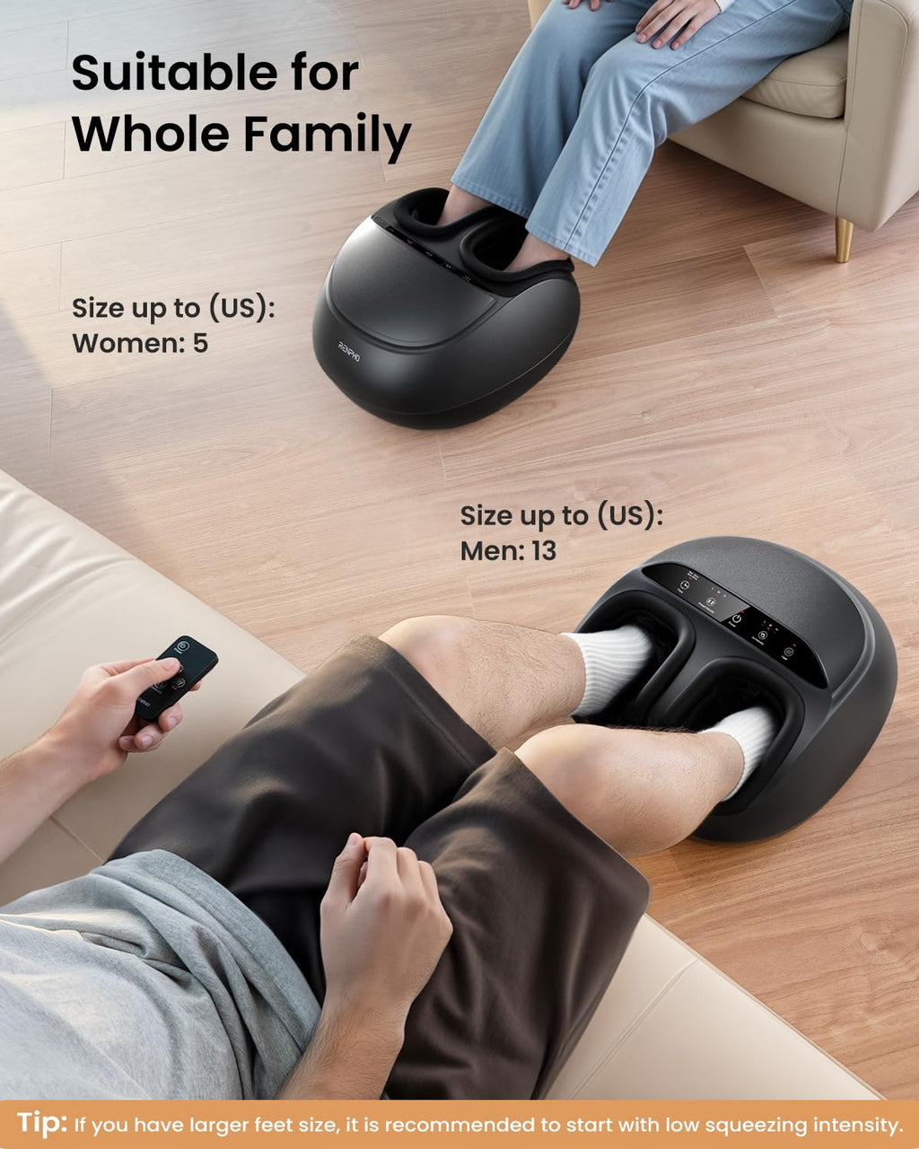 RENPHO Foot Massager with Heat Function, Shiatsu Foot Massage Machine, Air Compression, Deep Kneading, Electric Massager for Tired Feet,Gift for Women Men- Remote Control [2026 Upgraded] - Like New