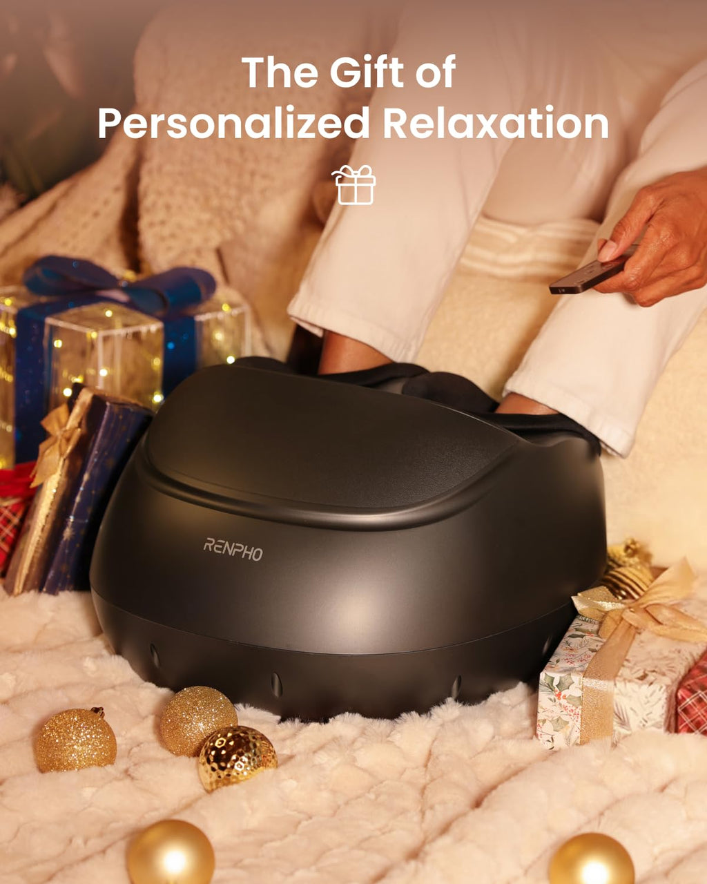 RENPHO Foot Massager with Heat Function, Shiatsu Foot Massage Machine, Air Compression, Deep Kneading, Electric Massager for Tired Feet,Gift for Women Men- Remote Control [2026 Upgraded] - Like New