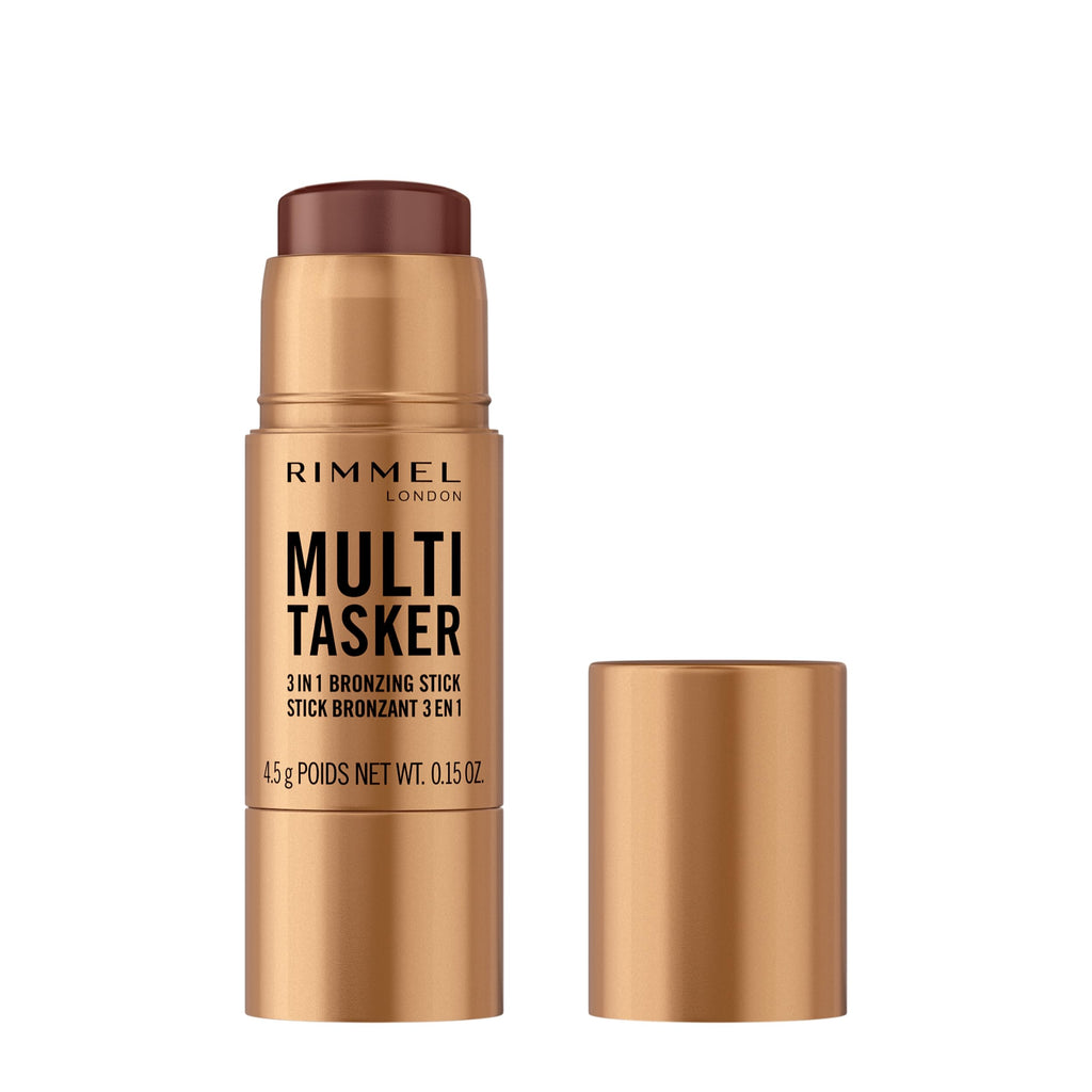 Rimmel Multi Tasker 3 in 1 Bronzing Stick, 001 Light, Sculpted and Bronzed Glow, All-Day Wear, Sheer and Dewy Finish, Infused with Vitamin C & E, Vegan Formula, Cruelty-Free