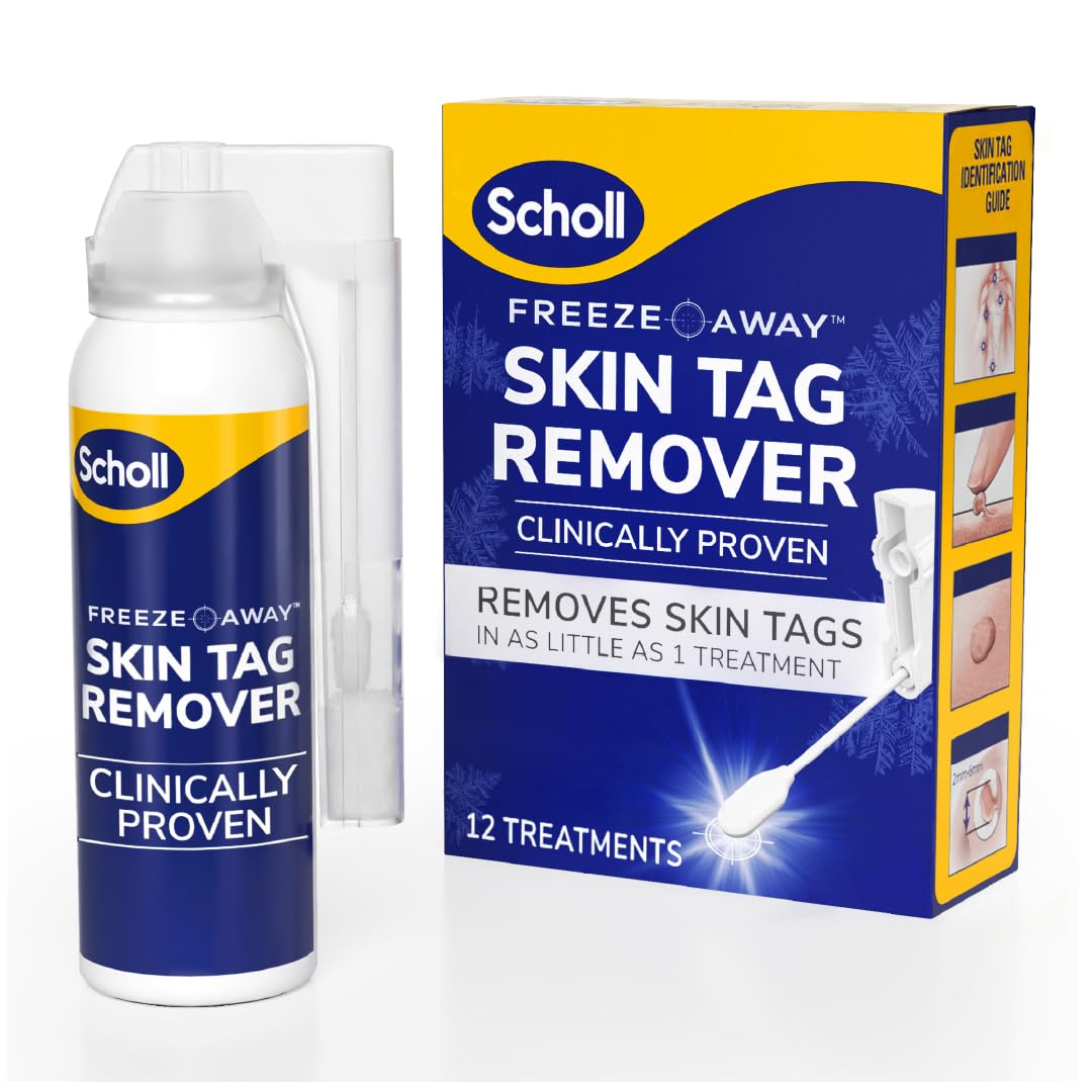 Scholl Freeze Away Skin Tag Removal Kit - Removes Skin Tags in As Little As 1 Treatment - Safe and Effective Skin Tag Remover - Clinically Proven, 12 Treatments - Damaged Box - BBE 04/2028