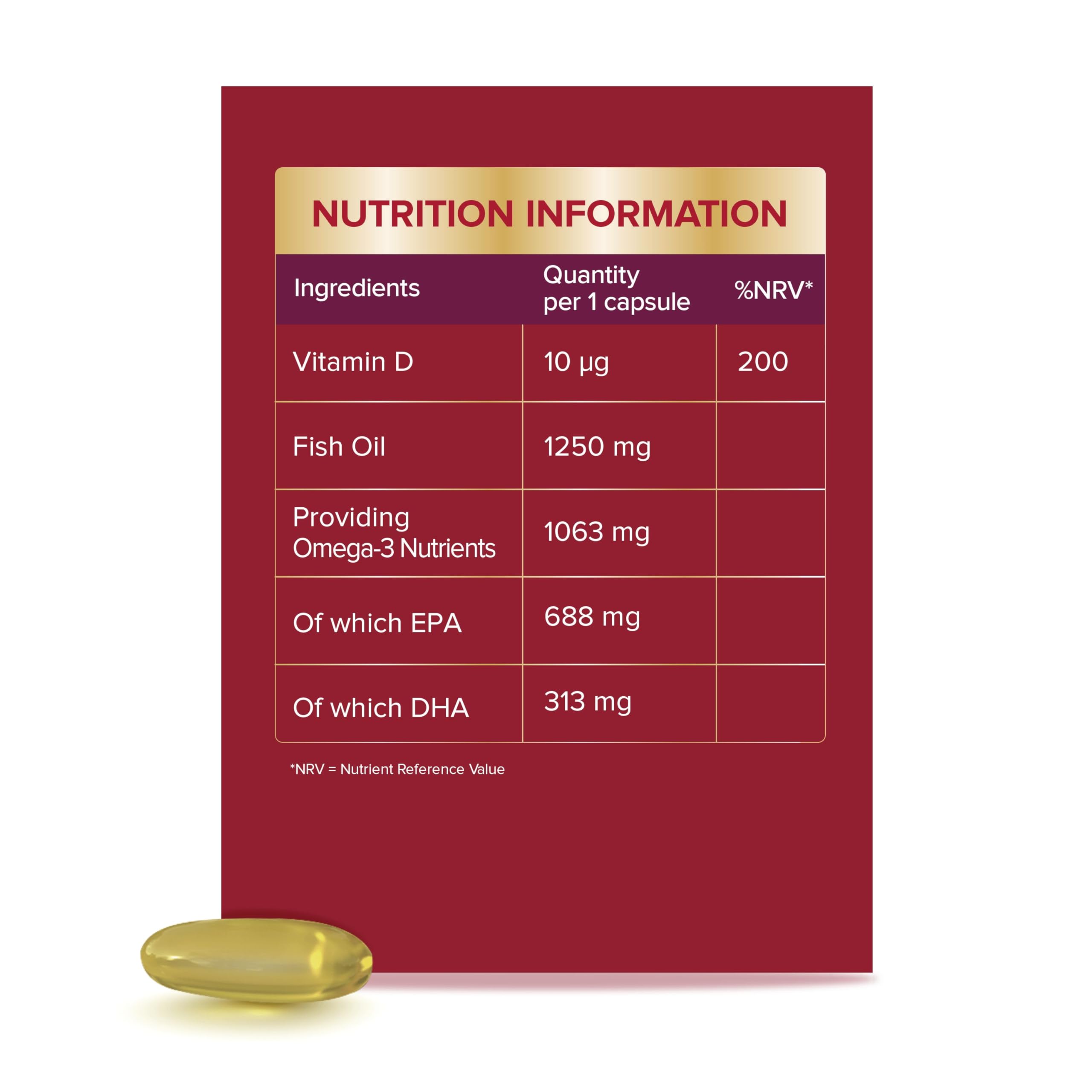 Seven Seas Omega-3 Fish Oil, Max Strength with Omega 3 and Vitamin D for Brain^2 and Body, 30 Capsules - BBE 08/2028