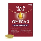 Seven Seas Omega-3 Fish Oil, Max Strength with Omega 3 and Vitamin D for Brain^2 and Body, 30 Capsules - BBE 08/2028