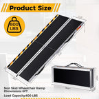 Portable Folding Wheelchair Ramps 6FT-182Lx74Wcm Aluminum Wheelchair Ramp for Steps/Stairs/Cars, 600Lbs/272Kg Capacity, Anti-Slip, Transition Plate & Reflective Stickers - Very Good