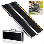 Portable Folding Wheelchair Ramps 6FT-182Lx74Wcm Aluminum Wheelchair Ramp for Steps/Stairs/Cars, 600Lbs/272Kg Capacity, Anti-Slip, Transition Plate & Reflective Stickers - Very Good