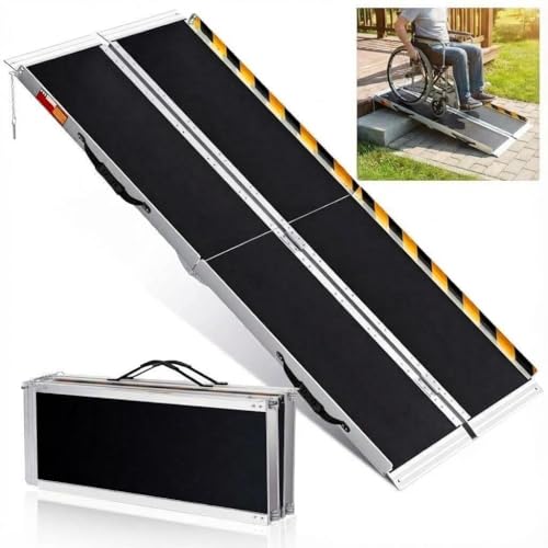 Portable Folding Wheelchair Ramps 6FT-182Lx74Wcm Aluminum Wheelchair Ramp for Steps/Stairs/Cars, 600Lbs/272Kg Capacity, Anti-Slip, Transition Plate & Reflective Stickers - Very Good