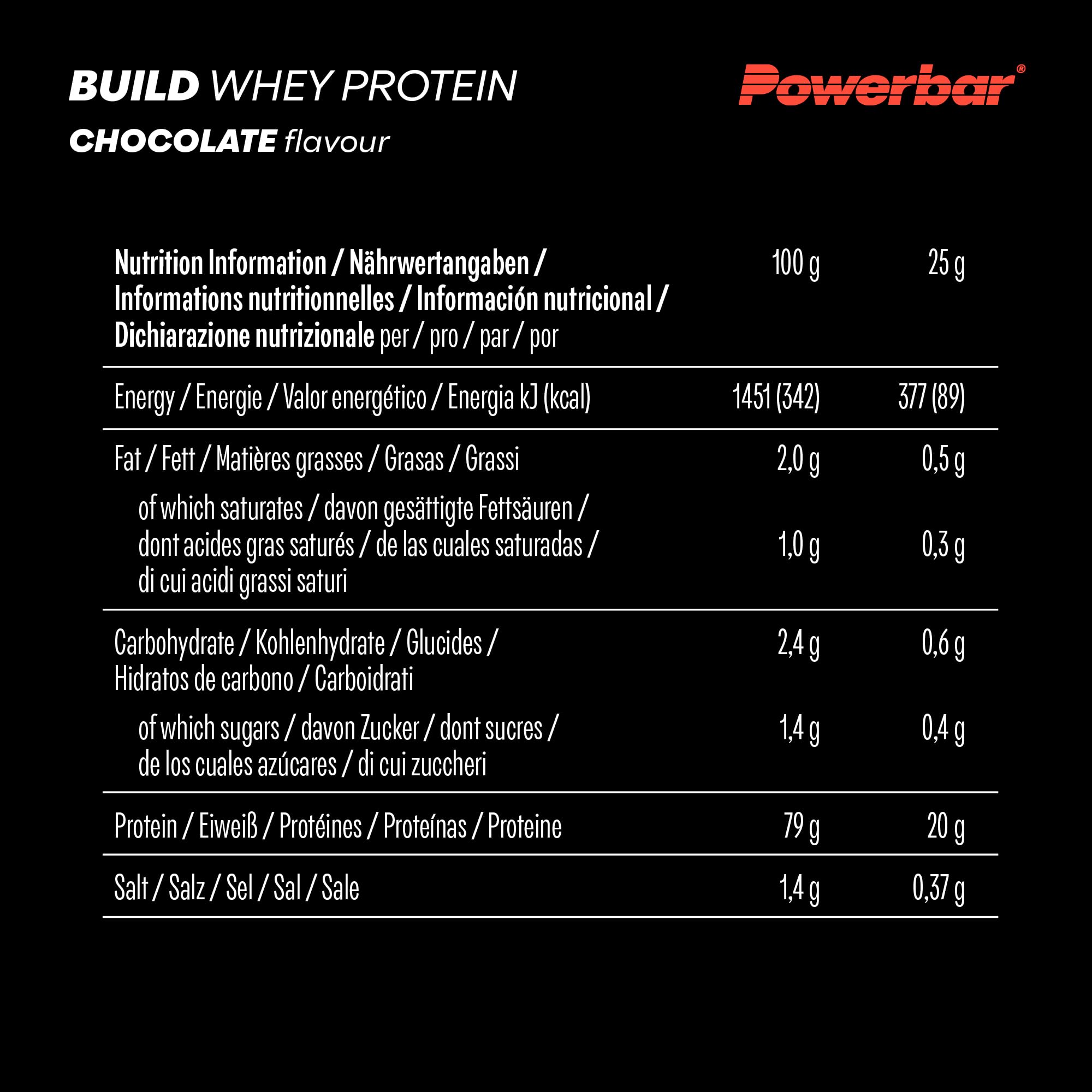 Powerbar - Black Line - Build Whey Protein - Chocolate - 572g - vegetarian protein powder - BBE 05/2026