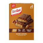 SlimFast Meal Replacement Snack Bar o Chocolate Fudge Flavour o 211 Cals o 15g Protein o 23 Vitamins and Minerals o Tasty and Perfect On The Go o 4 x 60g Bars - Damaged Box - BBE 01/2027