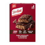 SlimFast Meal Replacement Snack Bar o Chocolate Fudge Flavour o 211 Cals o 15g Protein o 23 Vitamins and Minerals o Tasty and Perfect On The Go o 4 x 60g Bars - Damaged Box - BBE 01/2027