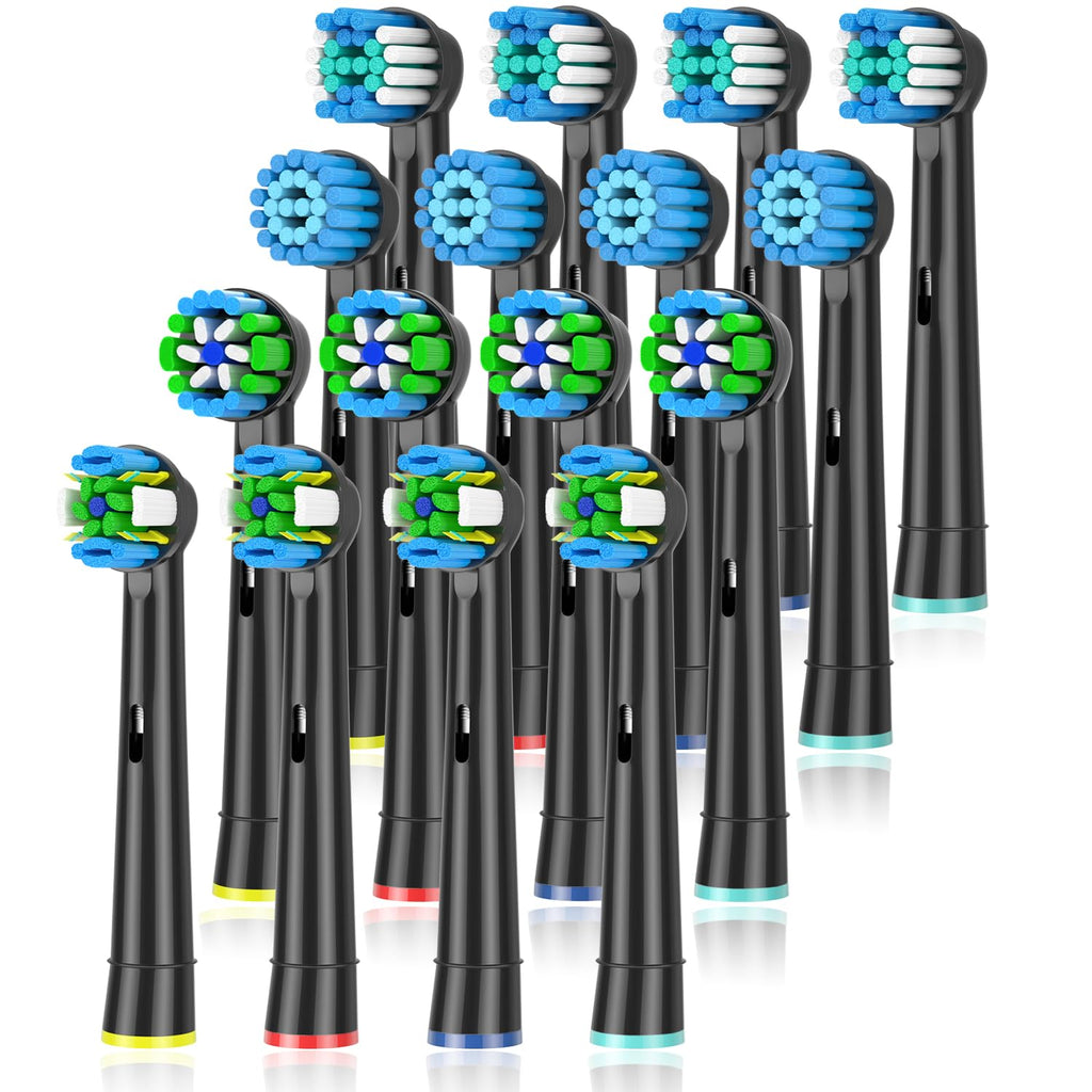Qitizu Toothbrush Head Compatible with Braun Oral B Electric Toothbrush, Replacement Toothbrush Heads Fit for Oral b Vitality Pro Smart Genius Teen Series Electric Toothbrush 16Pcs (White)