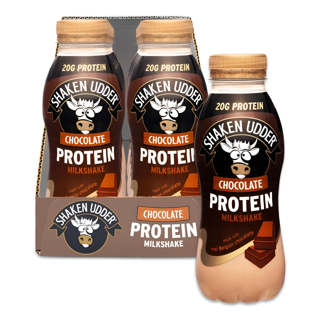 Shaken Udder Chocolate Protein Milkshake,8 x 330ml,Made with Real Belgian Chocolate,High Protein & Calcium,Less Than 5% Added Sugar,Vegetarian & Gluten-Free - BBE 11/2026