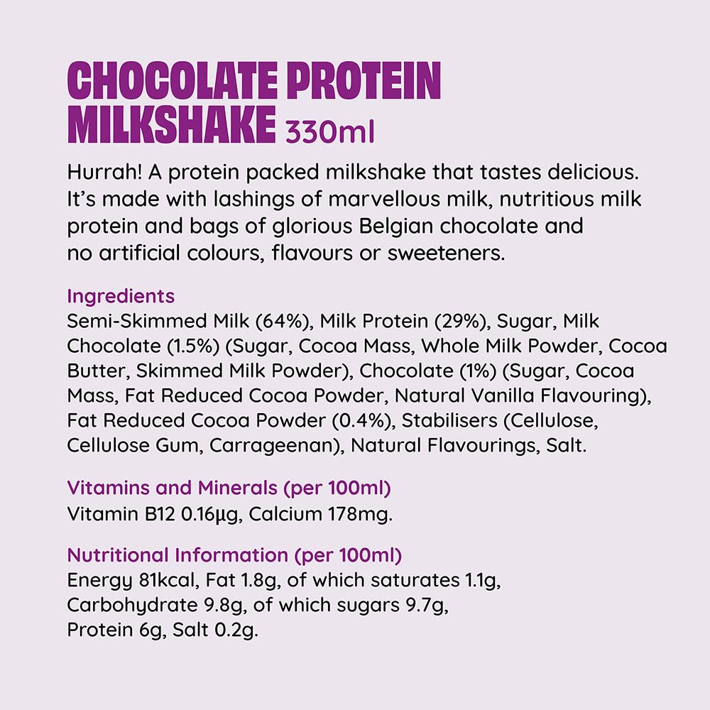 Shaken Udder Chocolate Protein Milkshake,8 x 330ml,Made with Real Belgian Chocolate,High Protein & Calcium,Less Than 5% Added Sugar,Vegetarian & Gluten-Free - BBE 11/2026
