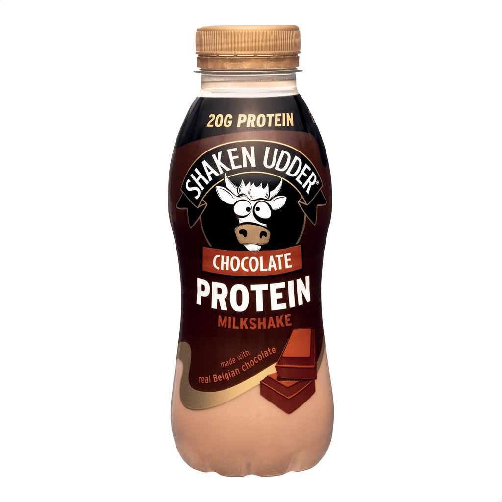 Shaken Udder Chocolate Protein Milkshake,8 x 330ml,Made with Real Belgian Chocolate,High Protein & Calcium,Less Than 5% Added Sugar,Vegetarian & Gluten-Free - BBE 11/2026