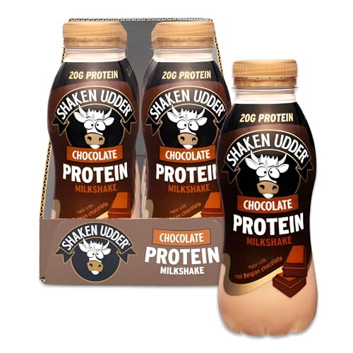 Shaken Udder Chocolate Protein Milkshake,8 x 330ml,Made with Real Belgian Chocolate,High Protein & Calcium,Less Than 5% Added Sugar,Vegetarian & Gluten-Free - BBE 11/2026