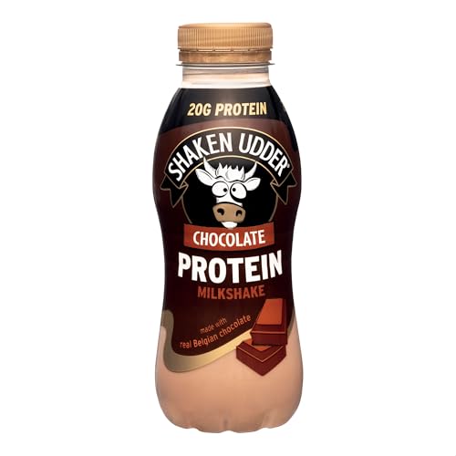 Shaken Udder Chocolate Protein Milkshake,8 x 330ml,Made with Real Belgian Chocolate,High Protein & Calcium,Less Than 5% Added Sugar,Vegetarian & Gluten-Free - BBE 11/2026