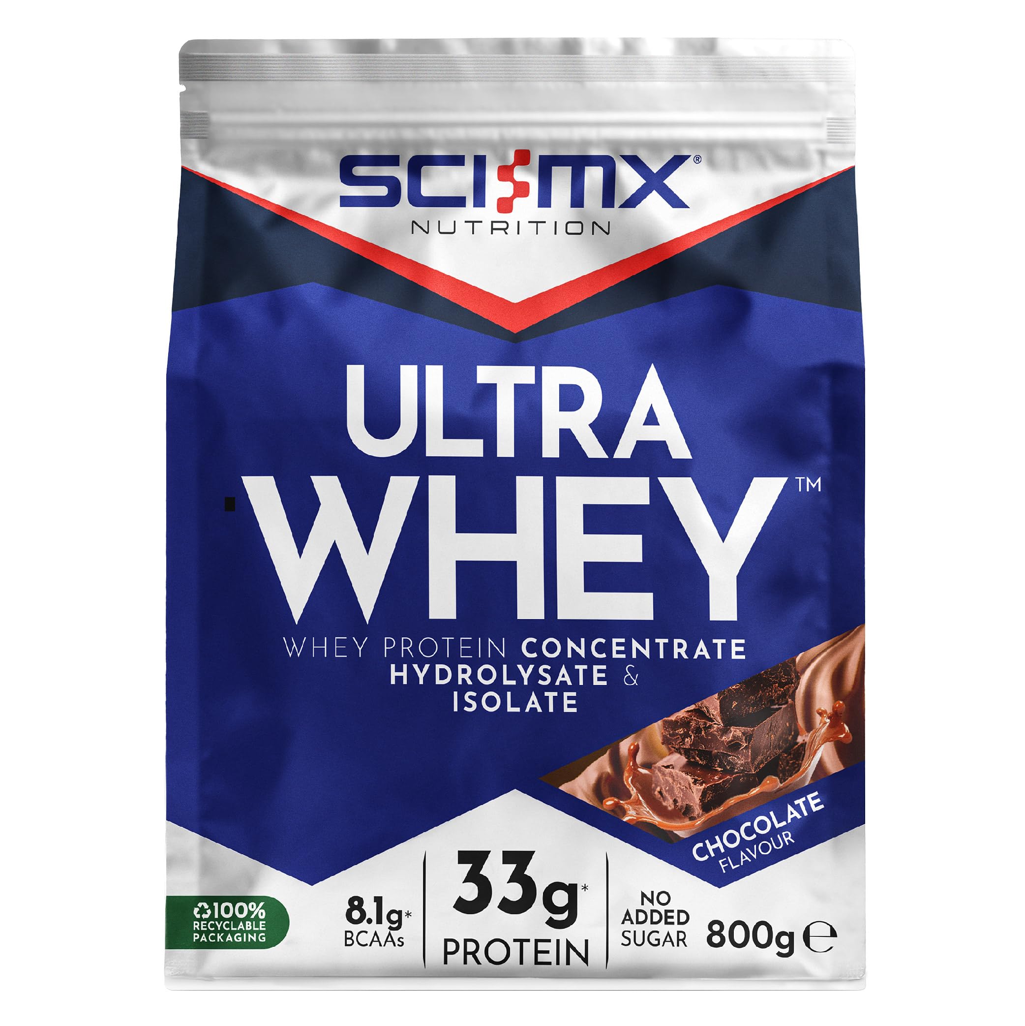 SCI-MX Ultra Whey Protein Muscle Building & Recovery Protein Powder with Naturally Occurring Glutamine & Amino Acids - Raspberry Cheesecake Flavour - 800g (18 Servings) - BBE 06/2026