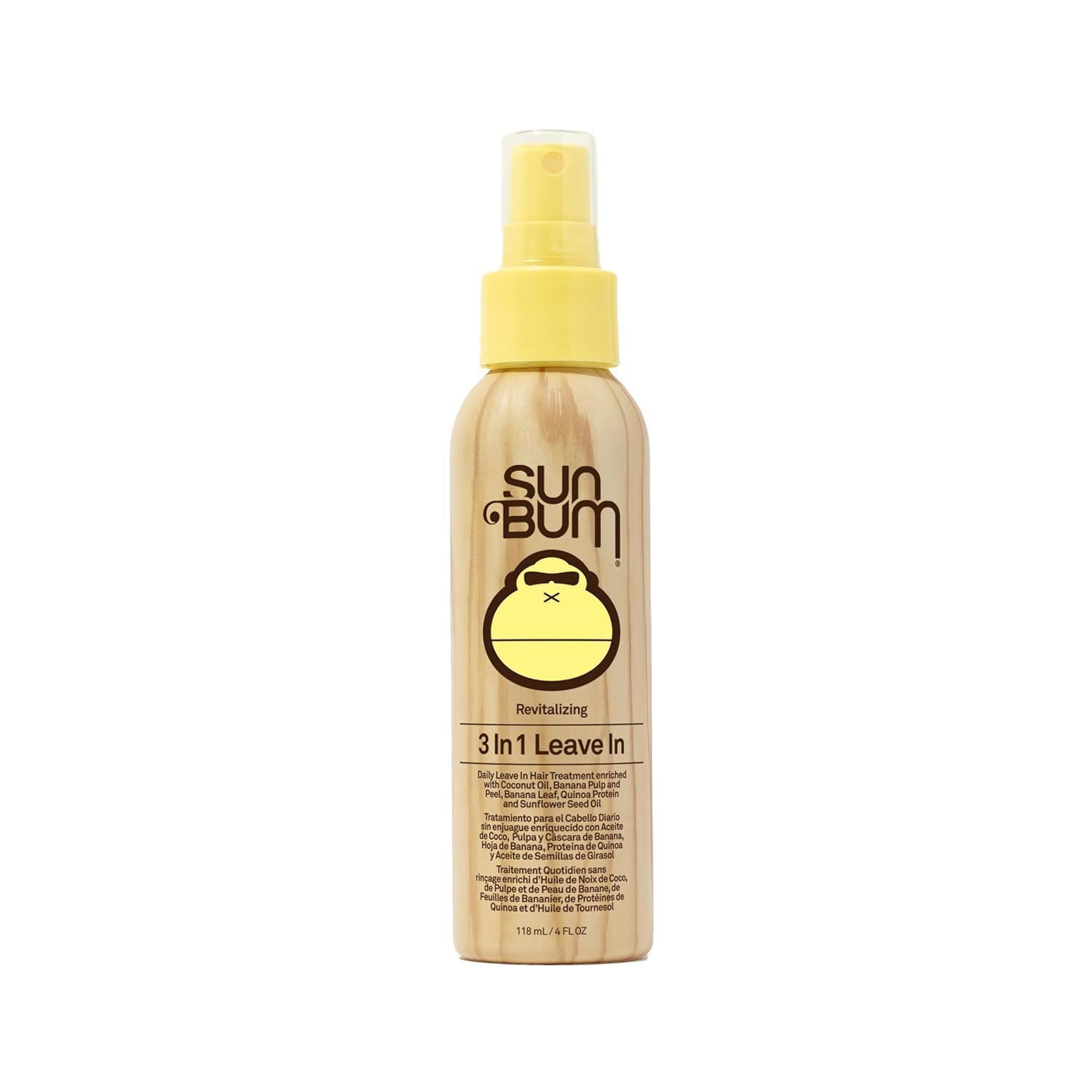 Sun Bum Revitalizing 3 in 1 Leave In Conditioner Spray, Vegan and Color Safe with UV Protection, Detangles and Reduces Frizz, 118ml