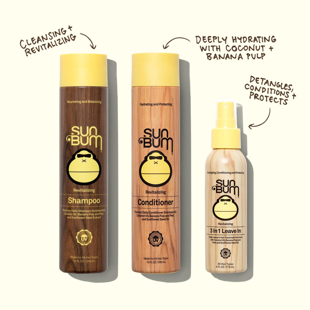 Sun Bum Revitalizing 3 in 1 Leave In Conditioner Spray, Vegan and Color Safe with UV Protection, Detangles and Reduces Frizz, 118ml