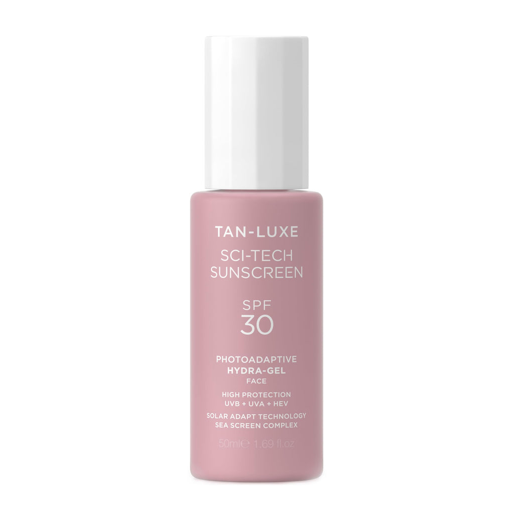 Tan-Luxe Photo-Adaptive Face Gel SPF 30 50ml - Ultra-Lightweight Water-Based Sunscreen with Blue Light Defense, Collagen Support & Sea-Screen Complex - Non-Greasy, Hydrating