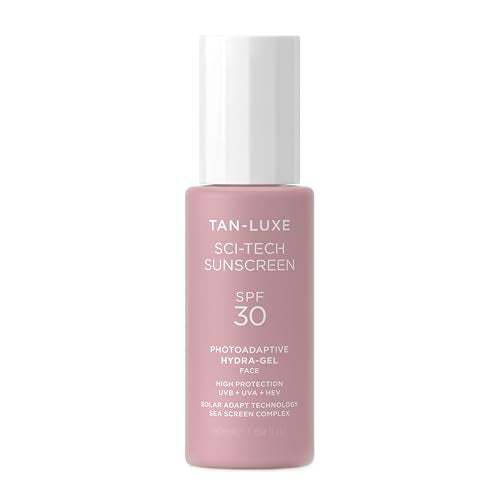 Tan-Luxe Photo-Adaptive Face Gel SPF 30 50ml - Ultra-Lightweight Water-Based Sunscreen with Blue Light Defense, Collagen Support & Sea-Screen Complex - Non-Greasy, Hydrating