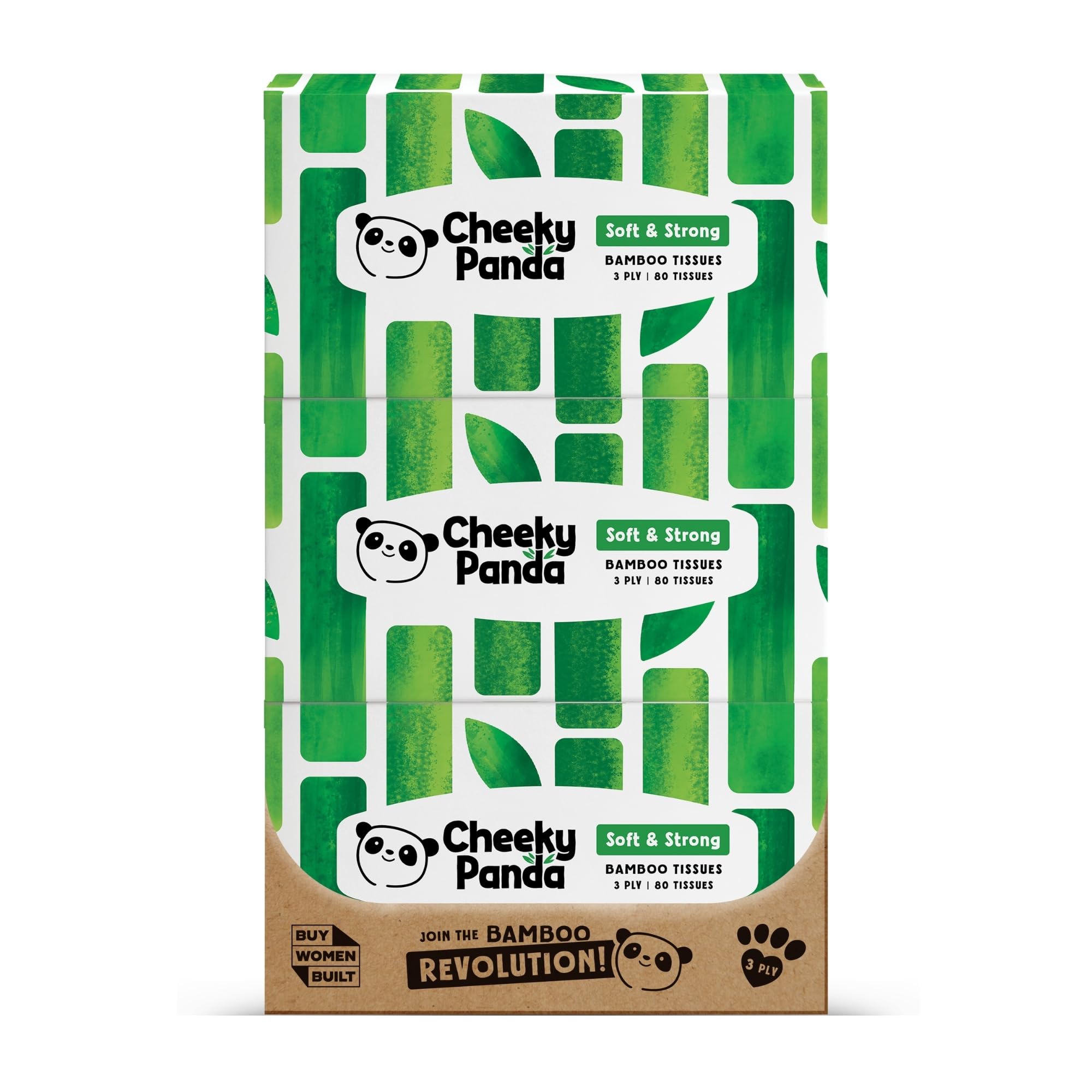 The Cheeky Panda Bamboo Facial Tissues Box Multipack | 12 Boxes of 80 | Silky Soft and Sustainable Bamboo - Like New