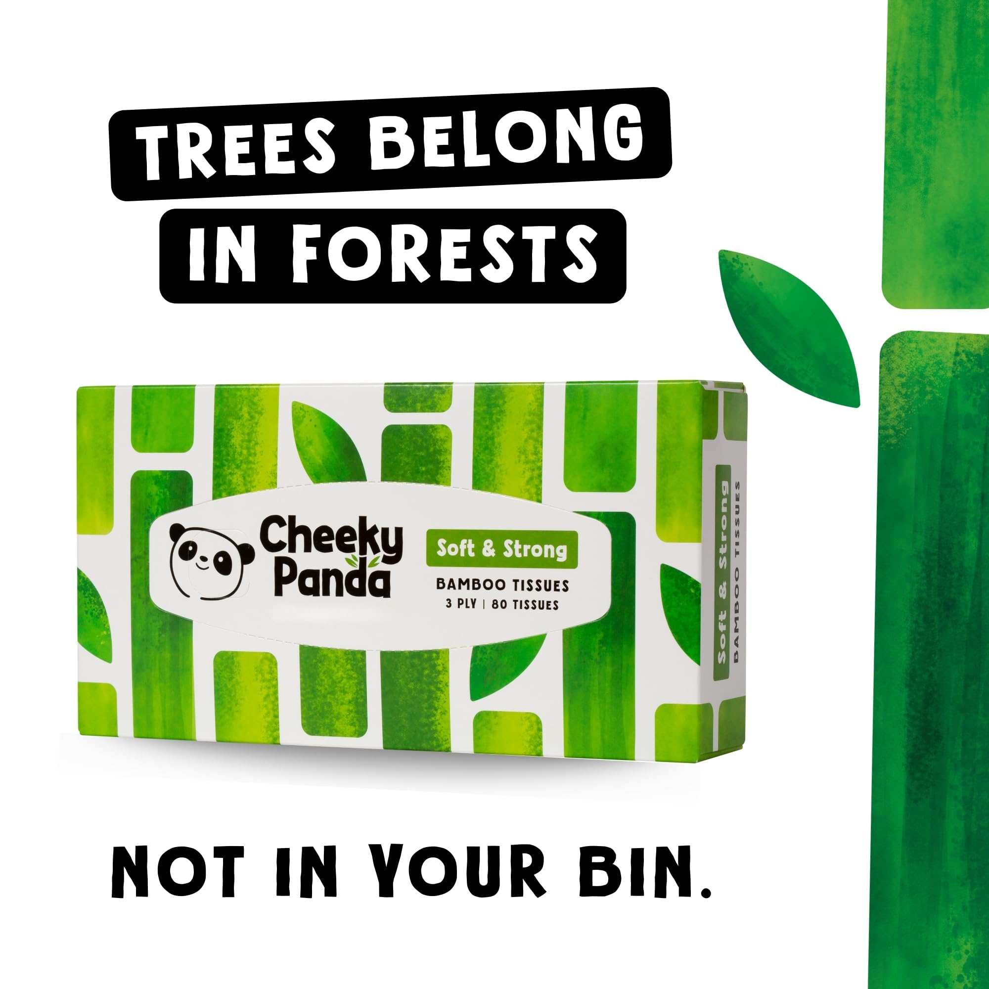 The Cheeky Panda Bamboo Facial Tissues Box Multipack | 12 Boxes of 80 | Silky Soft and Sustainable Bamboo - Like New