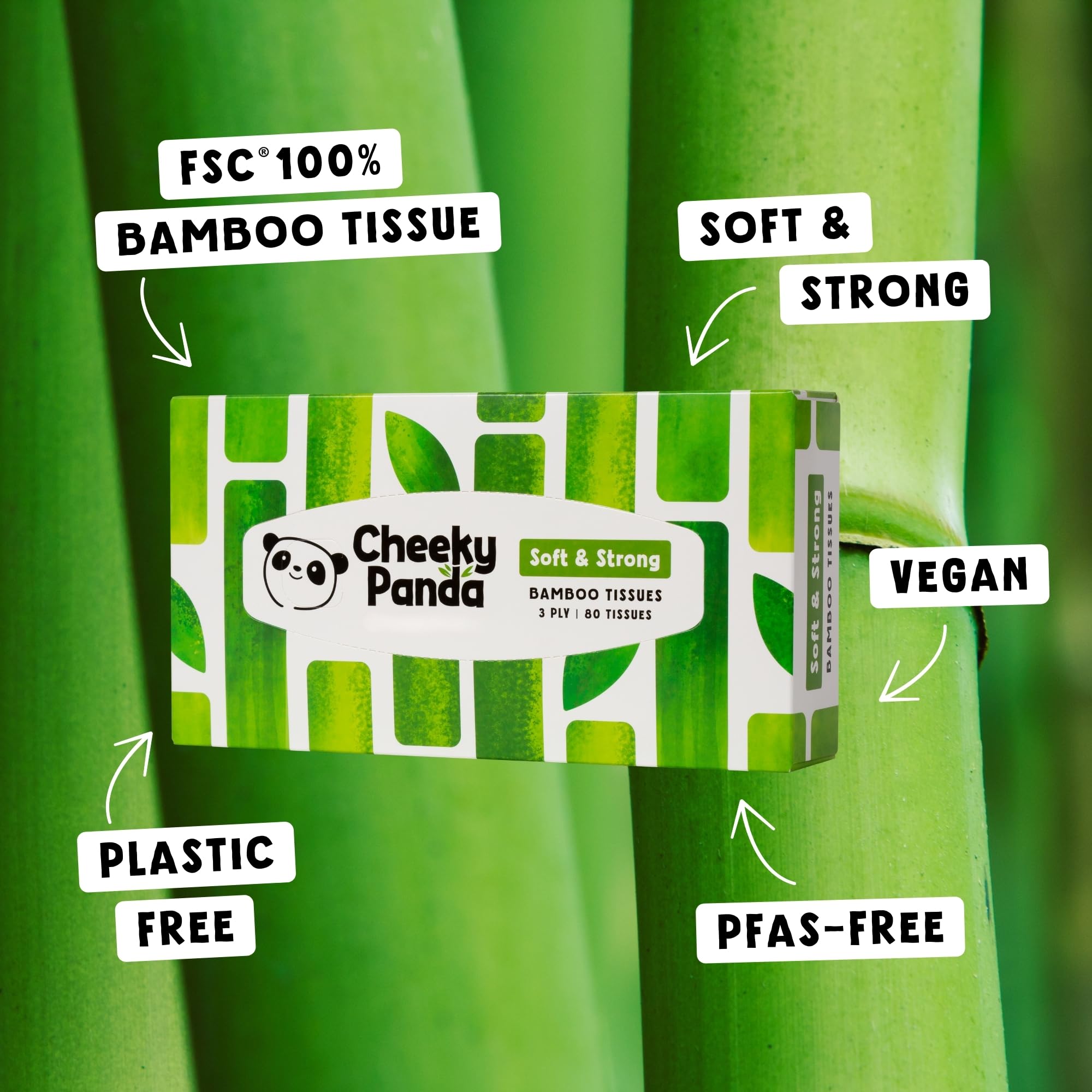 The Cheeky Panda Bamboo Facial Tissues Box Multipack | 12 Boxes of 80 | Silky Soft and Sustainable Bamboo - Like New