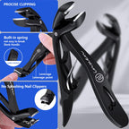 Toe Nail Clippers for Thick Nails for Seniors | 3-Pack Ergonomic Heavy Duty Angled Head Nail Clippers with Catcher|Premium Steel Wide Opening Large German Fingernail Clippers Nail Cutter for Men Women