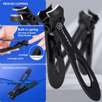 Toe Nail Clippers for Thick Nails for Seniors | 3-Pack Ergonomic Heavy Duty Angled Head Nail Clippers with Catcher|Premium Steel Wide Opening Large German Fingernail Clippers Nail Cutter for Men Women