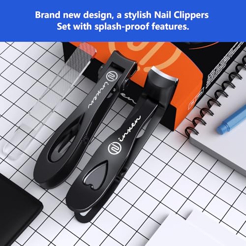 Toe Nail Clippers for Thick Nails for Seniors | 3-Pack Ergonomic Heavy Duty Angled Head Nail Clippers with Catcher|Premium Steel Wide Opening Large German Fingernail Clippers Nail Cutter for Men Women