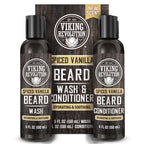 Viking Revolution - Beard Shampoo And Conditioner - Natural Beard Wash & Beard Conditioner With Argan & Jojoba Oils - Softens & Strengthens - Gifts For Men - Spiced Vanilla - 2 x 150 ml