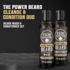 Viking Revolution - Beard Shampoo And Conditioner - Natural Beard Wash & Beard Conditioner With Argan & Jojoba Oils - Softens & Strengthens - Gifts For Men - Spiced Vanilla - 2 x 150 ml