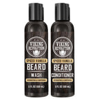 Viking Revolution - Beard Shampoo And Conditioner - Natural Beard Wash & Beard Conditioner With Argan & Jojoba Oils - Softens & Strengthens - Gifts For Men - Spiced Vanilla - 2 x 150 ml
