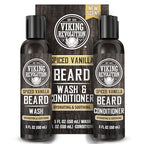 Viking Revolution - Beard Shampoo And Conditioner - Natural Beard Wash & Beard Conditioner With Argan & Jojoba Oils - Softens & Strengthens - Gifts For Men - Spiced Vanilla - 2 x 150 ml