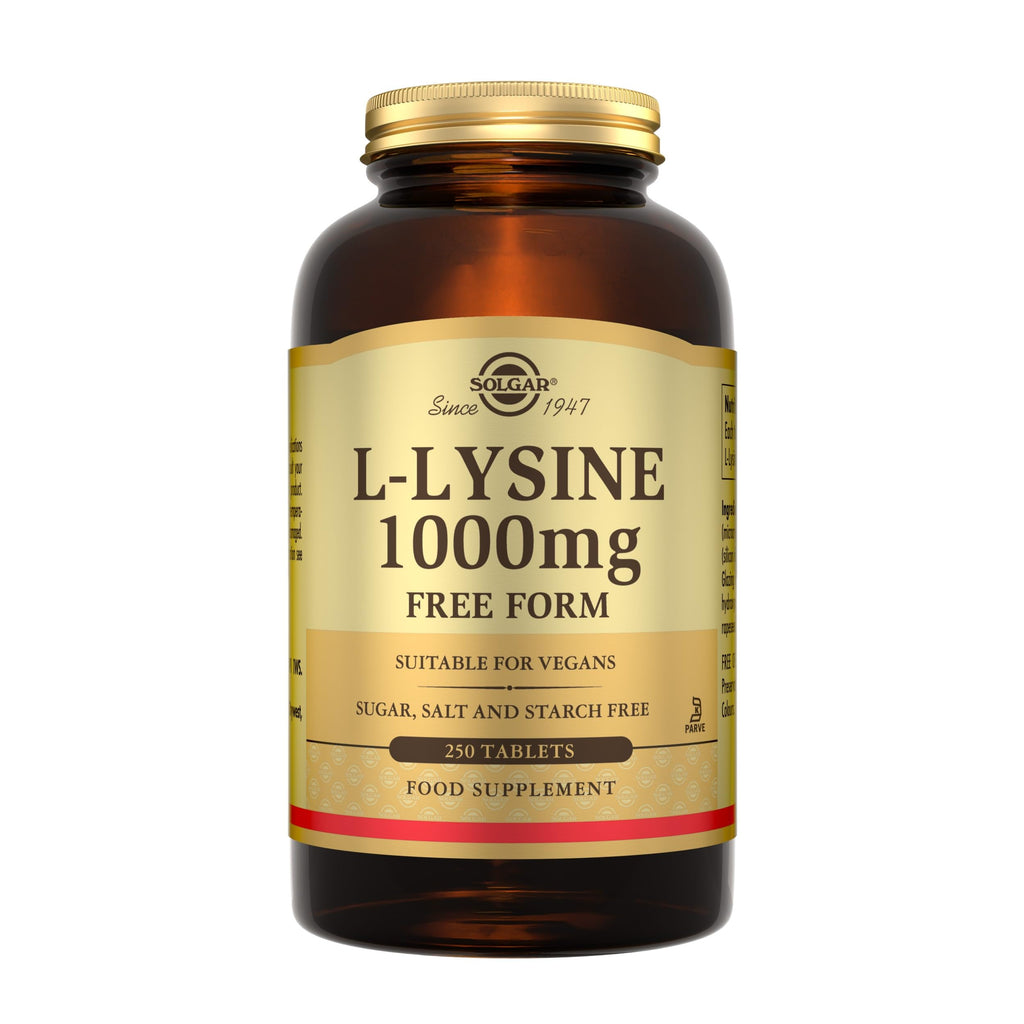 Solgar L-Lysine 1000 mg - Food Supplement, Pack of 250 Tablets - Premium Amino Acid Range - Vegan, Gluten Free - BBE 09/2028