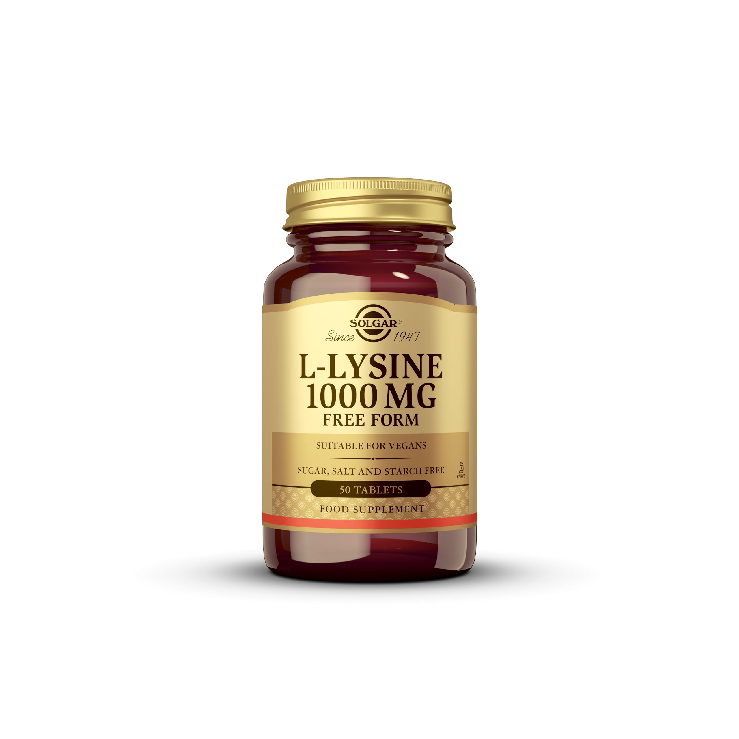 Solgar L-Lysine 1000 mg - Food Supplement, Pack of 250 Tablets - Premium Amino Acid Range - Vegan, Gluten Free - BBE 09/2028