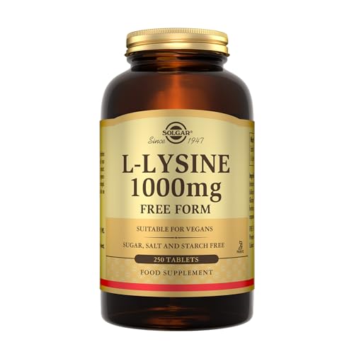 Solgar L-Lysine 1000 mg - Food Supplement, Pack of 250 Tablets - Premium Amino Acid Range - Vegan, Gluten Free - BBE 09/2028