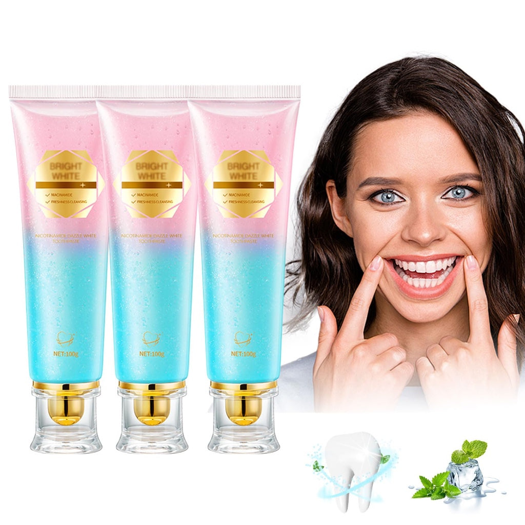 KutaKuta 3PCS Nicotinamide Whitening Toothpaste, 2025 Radiant Whitening Toothpaste Niacinamide Toothpastes, Intensive Natural Stain Removal & Gentle Non-Irritating for Fresh Breath Complete Care - BBE 02/2028