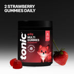 Tonic Health Kids Vitamins Gummies - 14 in 1 Kids Multivitamin with Vitamins A, C, D, E and Zinc, Strawberry Flavour, Month Supply (60 Count), Ages 3-12, No Added Sugar, No Sweeteners, Vegan - Damaged Box - BBE 09/2027