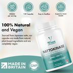 Vinco Nattokinase 200mg 4000FU - 120 Capsules - High Strength Japanese Natto Enzyme - Supports Heart Health, Blood Flow, Circulation and Blood Pressure - Non-GMO, Gluten Free - Made in UK - BBE 12/2027