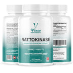 Vinco Nattokinase 200mg 4000FU - 120 Capsules - High Strength Japanese Natto Enzyme - Supports Heart Health, Blood Flow, Circulation and Blood Pressure - Non-GMO, Gluten Free - Made in UK - BBE 12/2027