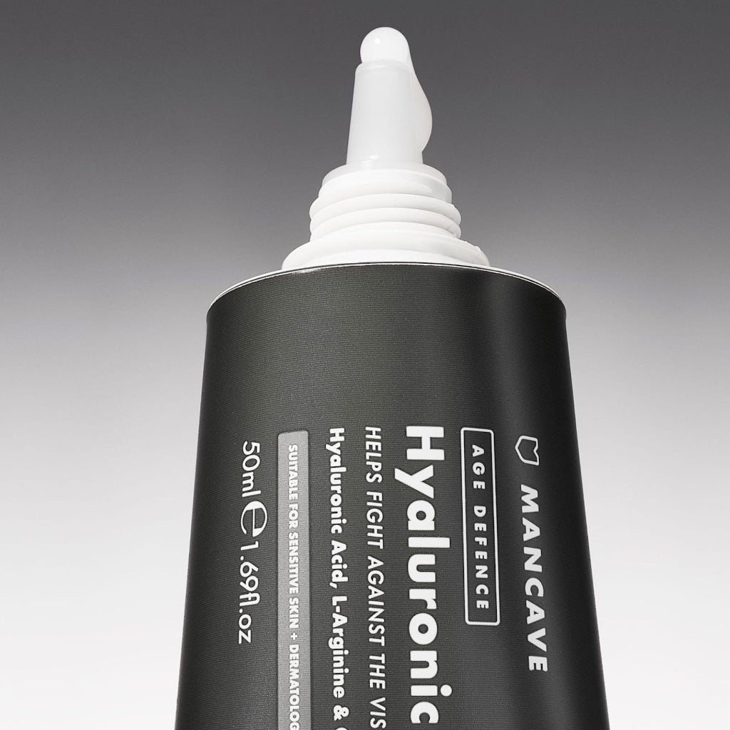 ManCave Hyaluronic Acid and Caffeine Anti-Aging Face Serum 50ml, Formulated to reduce the Appearance of Fatigue and Enhance Damaged Skin with Caffeine and Glycogen, Vegan Friendly, Made in the UK