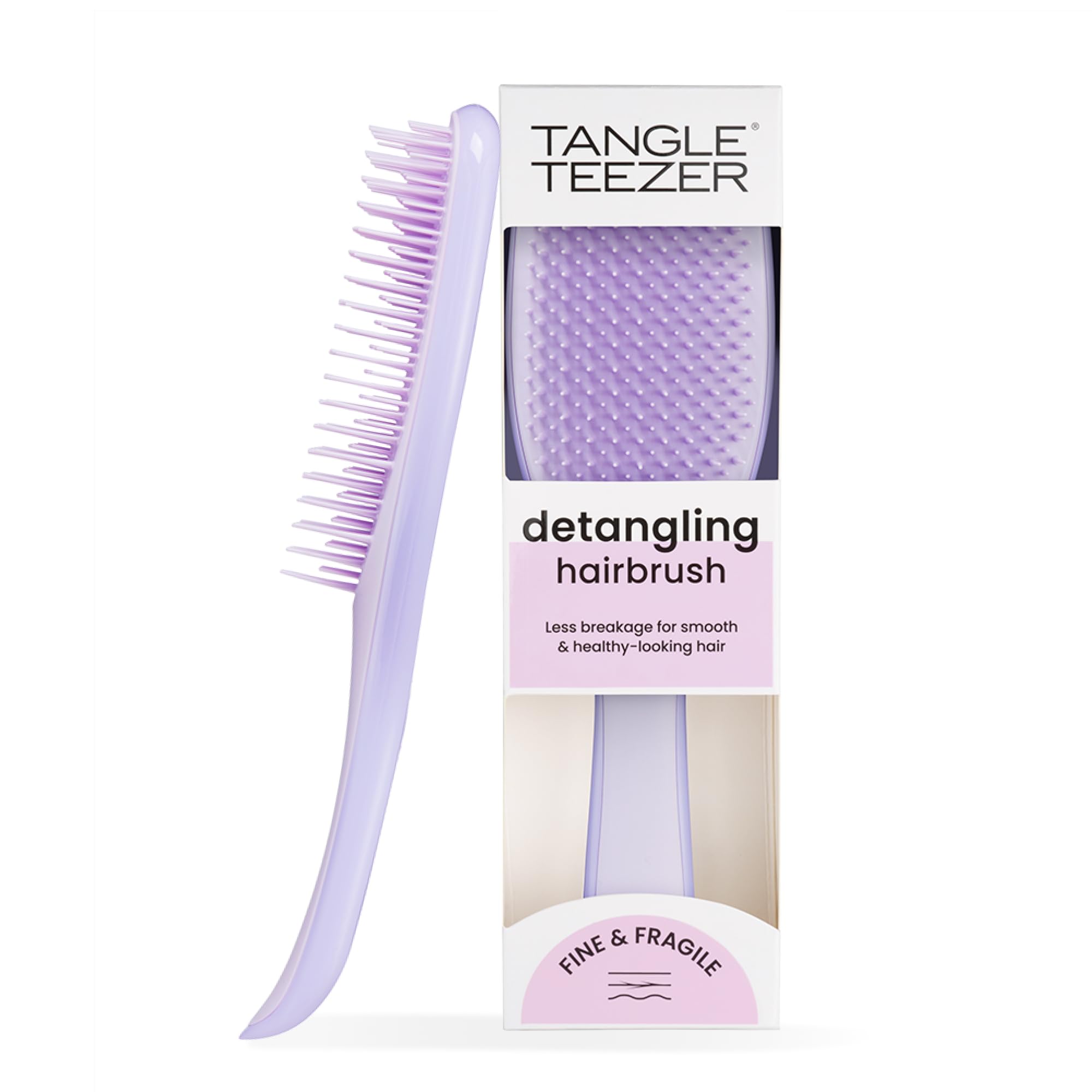 Tangle Teezer Fine and Fragile Ultimate Detangler Hairbrush for Coloured, Fine & Thin Hair - Two-Tiered Soft Flex Teeth Reduce Breakage & Pulling - Gentle on Delicate Hair - Hypnotic Heather - Damaged Box