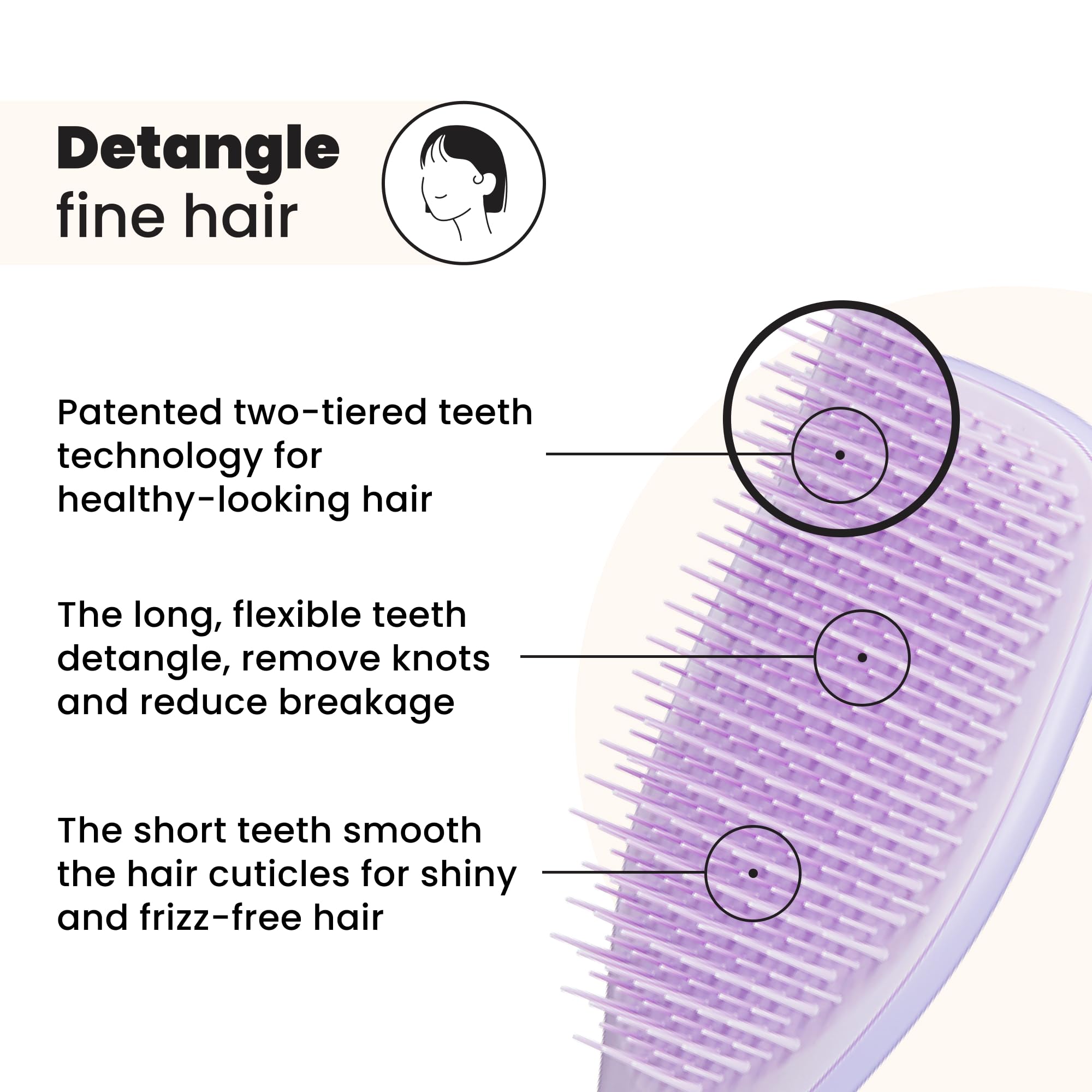 Tangle Teezer Fine and Fragile Ultimate Detangler Hairbrush for Coloured, Fine & Thin Hair - Two-Tiered Soft Flex Teeth Reduce Breakage & Pulling - Gentle on Delicate Hair - Hypnotic Heather - Damaged Box
