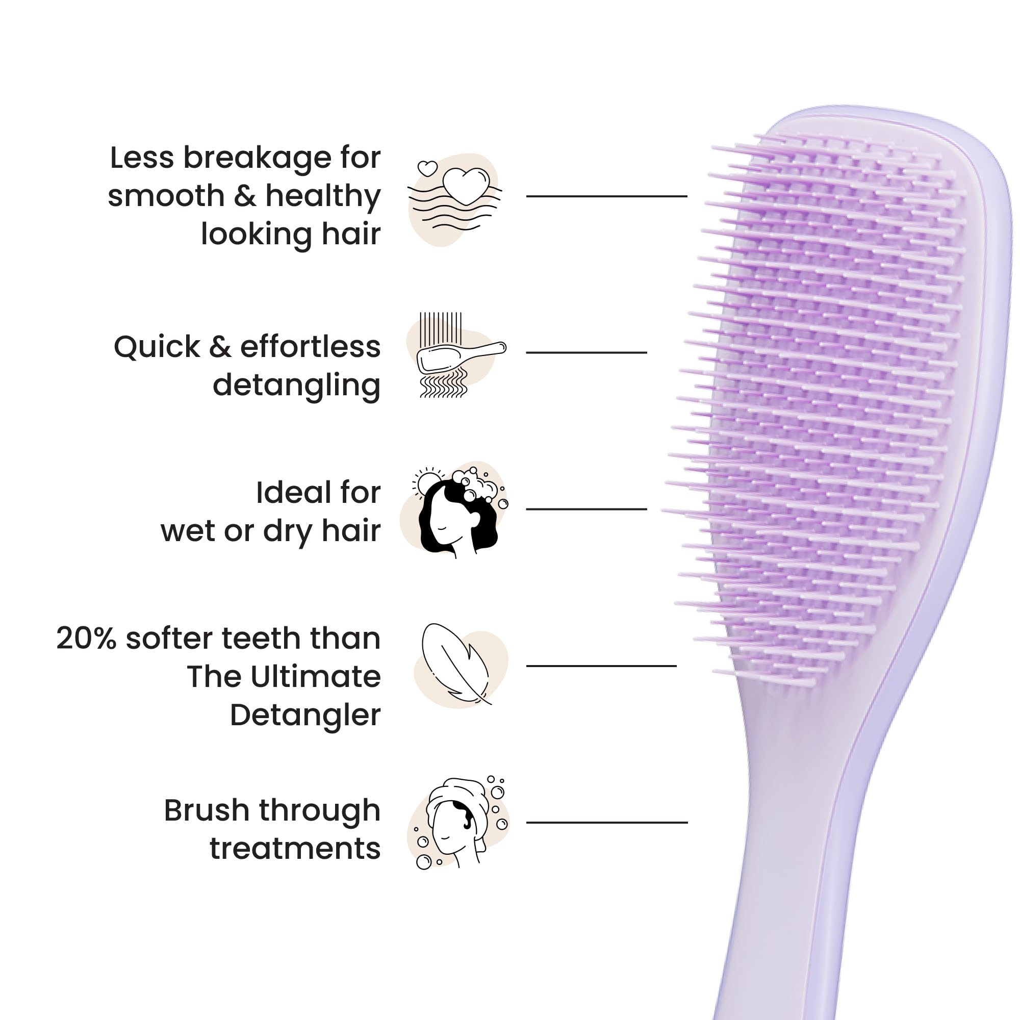 Tangle Teezer Fine and Fragile Ultimate Detangler Hairbrush for Coloured, Fine & Thin Hair - Two-Tiered Soft Flex Teeth Reduce Breakage & Pulling - Gentle on Delicate Hair - Hypnotic Heather - Damaged Box