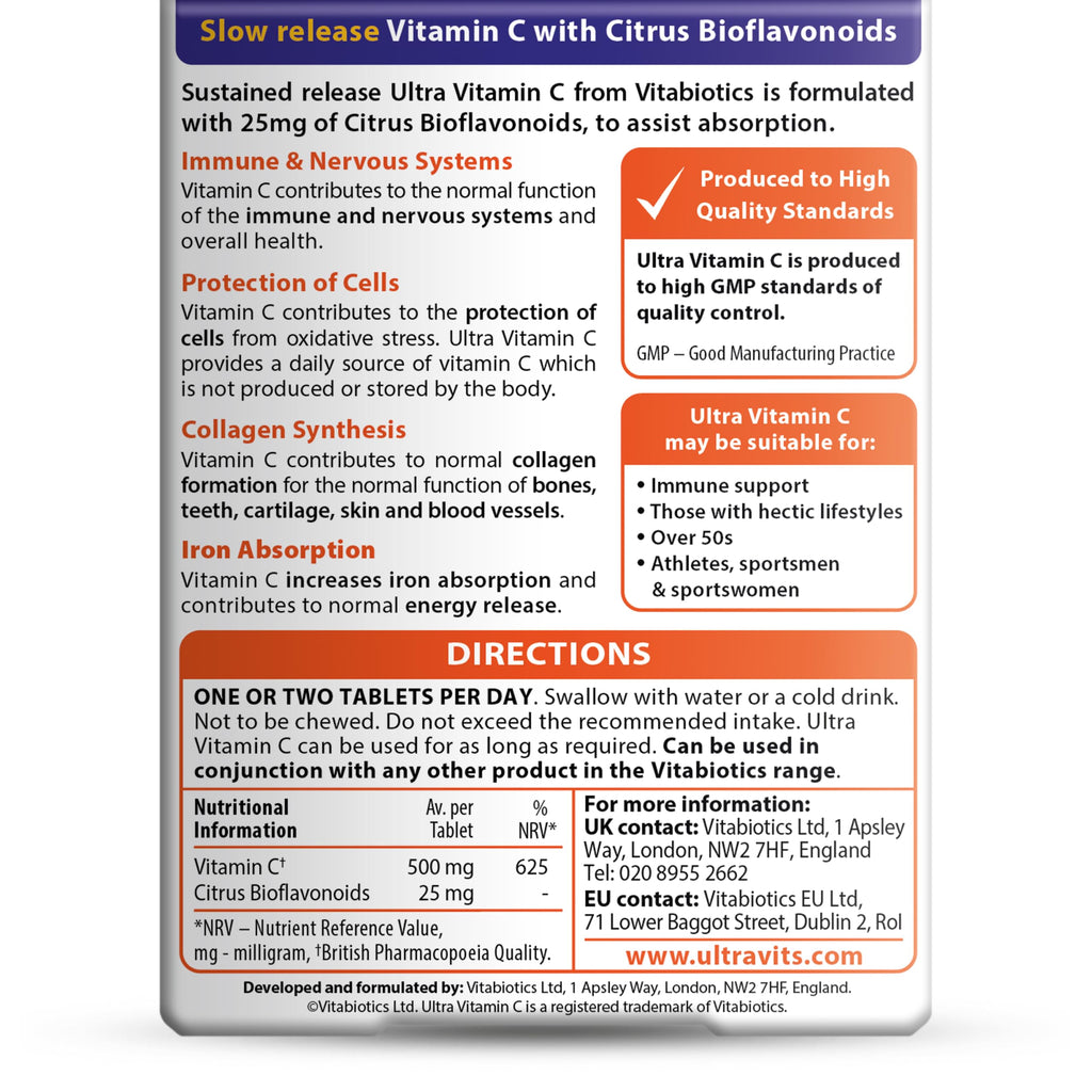 Vitamin C Tablets Sustained Release with Bioflavonoids - 60 Tablets - BBE 05/2028