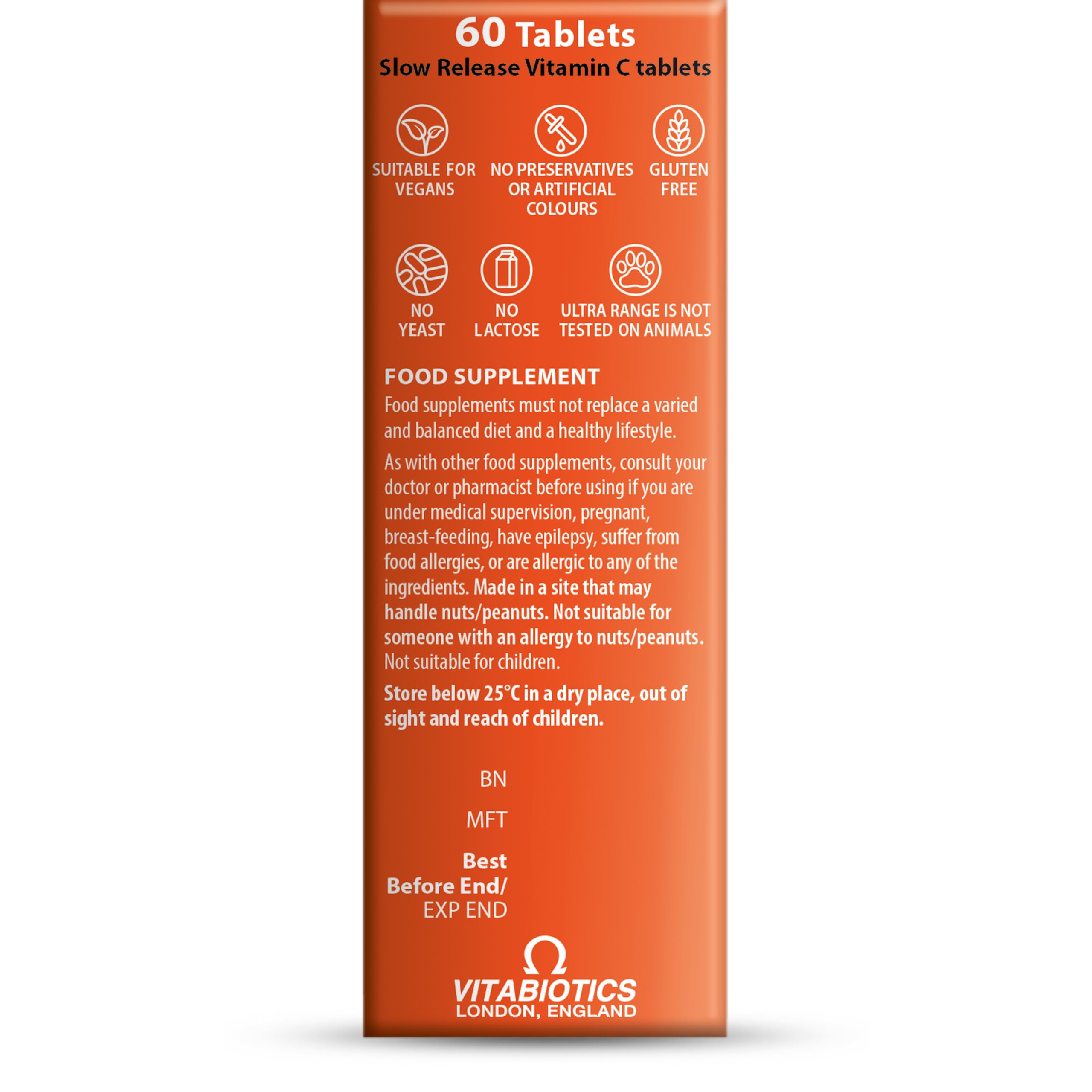 Vitamin C Tablets Sustained Release with Bioflavonoids - 60 Tablets - BBE 05/2028