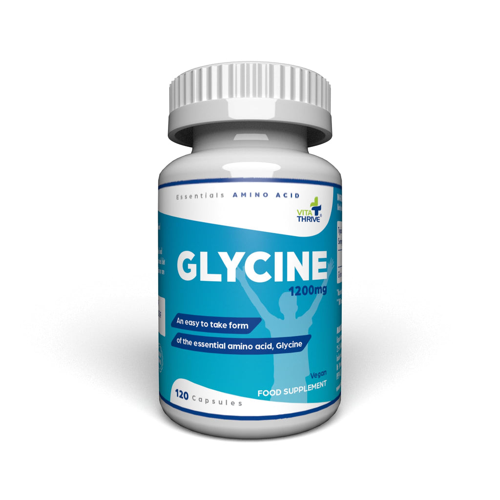VitaThrive(R) Glycine 1200mg Capsules - High Strength Glycine Amino Acid Supplement for Recovery, Relaxation, Collagen Support & Daily Wellness - Vegan Glycine Capsules - 120 Capsules - BBE 01/2028