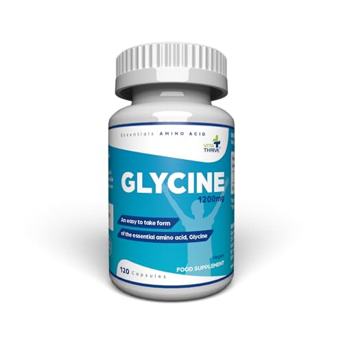 VitaThrive(R) Glycine 1200mg Capsules - High Strength Glycine Amino Acid Supplement for Recovery, Relaxation, Collagen Support & Daily Wellness - Vegan Glycine Capsules - 120 Capsules - BBE 01/2028